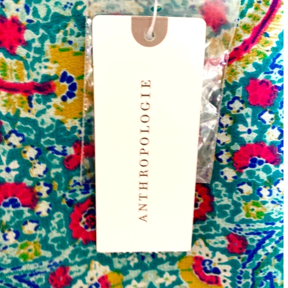 NWT ANTHROPOLOGIE Maeve Meret Silk Green Floral Paisley Tunic Top, size 10 - Picture 6 of 12